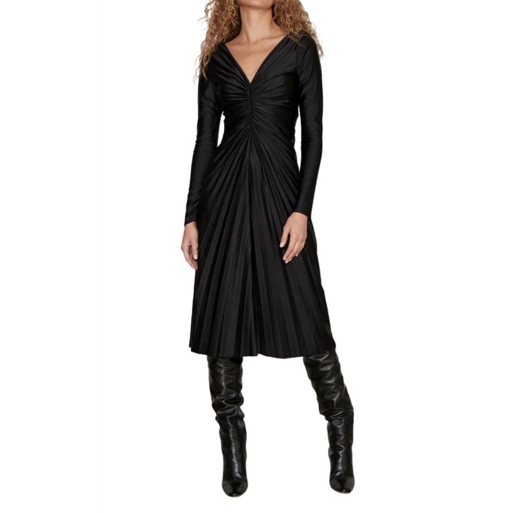 NWT Delfi Collective Francesca Midi Dress In Black Sz‎ XS $458